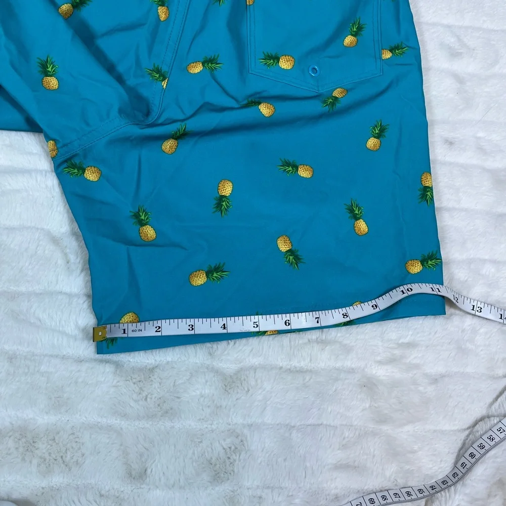 Old Navy Men S Blue Gold Pineapple Print Tropical Swim Trunks Lined Beach Cruise